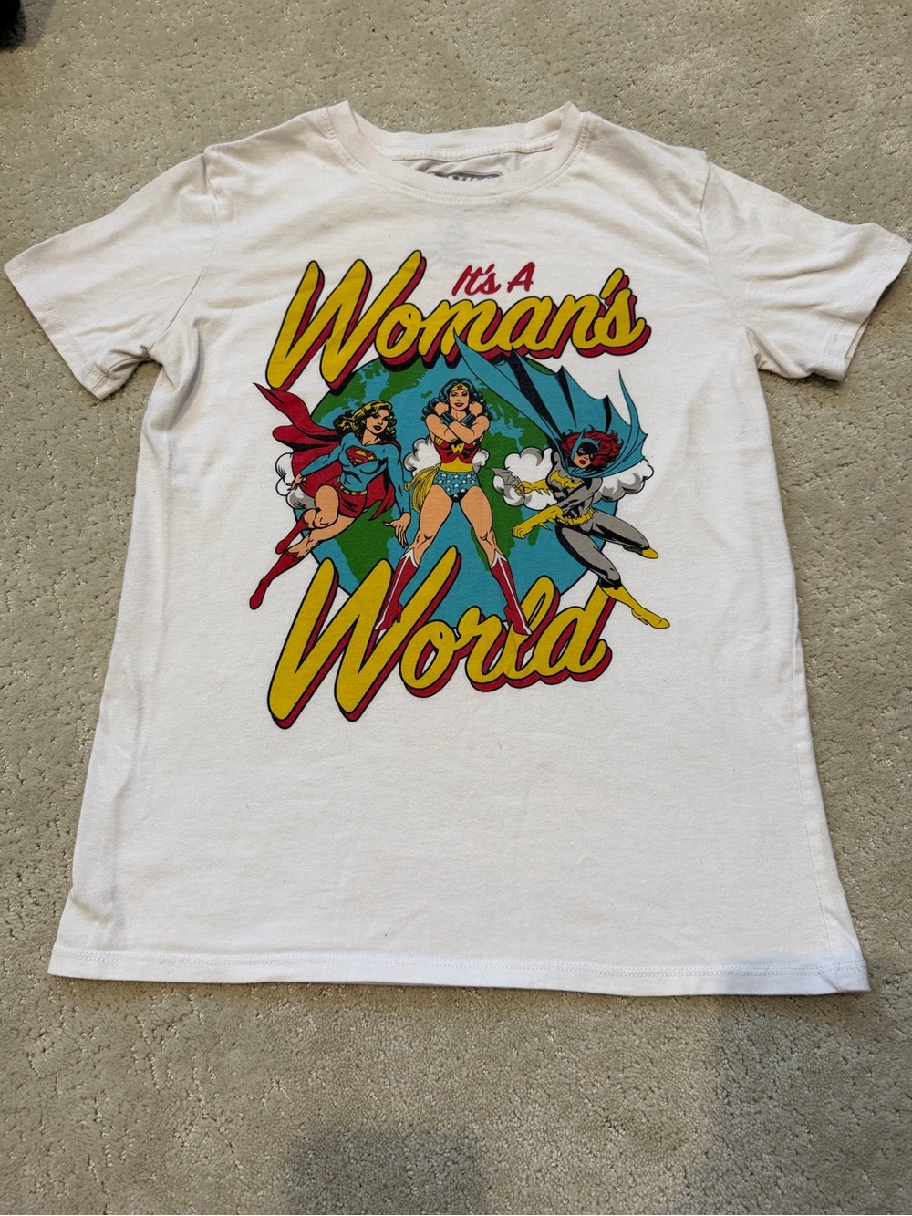 Women's White Graphic Tee - "It's A Woman's World"